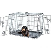 Cage pour chien FortressooM, caisse de transport pour chien et chiot 75x47x54cm, pliable, 2 portes, plateau amovible, utilisation interieur Paitsy