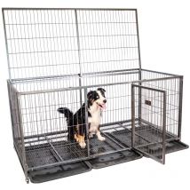 Paitsy - Cage pour chien intérieur et extérieur Mouvedy2XL, 180x93x89cm, caisse de transport, roues verrouillables, pliable, 2 portes, plateau
