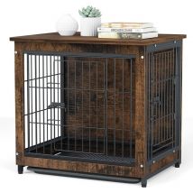 Bingo Paw - Cage pour Chien Intérieur en Bois Cage Chien Chats Lapins Meuble Industriel 80x57x71cm