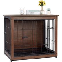 Bingo Paw - Cage pour Chien - Taille l 77,5x52,5x70cm - 2 en 1 Caisse en bois et en métal