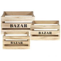 Cagettes en bois Bazar (Lot de 3)