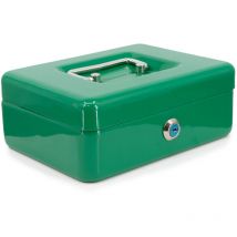 Caisse à monnaie verte en acier avec poignée monnayeur à serrure
