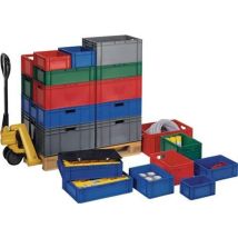 La-ka-pe - Conteneur de transport gerbables L600xl400xH175 mm bleu pp parois latérales fermées