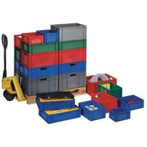 La-ka-pe - Conteneur de transport gerbables L600xl400xH145 mm bleu pp parois latérales fermées