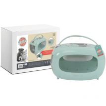 Caisse de transport M Pets sixties Classic - Poignée - Sac a dos - Ouverture arriere - 5 kg max - Bleu