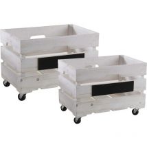 Caisses de rangement en bois blanchi (Lot de 2)