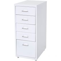 Caisson à roulettes Boston T851, placard à tiroirs en acier, 69x28x44cm 5 tiroirs, blanc