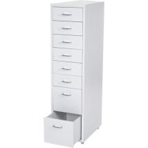 Hegele - Caisson à roulettes Boston T851, placard à tiroirs en acier, 109x28x44 cm 8 tiroirs, blanc