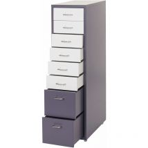 Roll container Boston T851, armoire à tiroirs, 110x28x41cm 8 tiroirs, gris foncé blanc - gris foncé