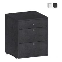 Chiffonnier bas à roulettes 3 tiroirs 47x45x61 bureau Paul - Noir