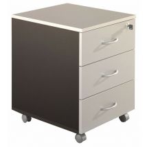 Beaux Meubles Pas Chers - Caisson de Bureau 3 Tiroirs Gris et Anthracite Roulettes l 41 h 56 p 50 cm