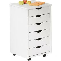 Link's - Commode de bureau à six tiroirs sur roulettes, coloris blanc, 36 x 65 x 40 cm