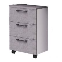 Webmarketpoint - Caisson de bureau à 3 tiroirs avec roulettes et serrure, couleur Ciment, H40x58x55cm