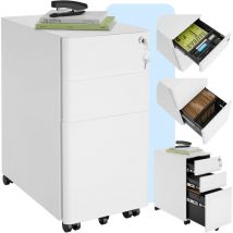 Tectake - Caisson de bureau à roulettes Parvus, 2 tiroirs, 1 casier dossiers suspendus - Armoire dossiers, bureau, rideau