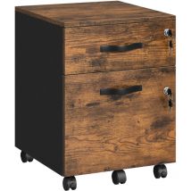 Caisson de Bureau à Roulettes, Verrouillable, avec 2 Tiroirs, 5 Roulettes, Barre de Suspension Réglables, pour Dossiers Suspendus au Format A4,