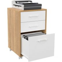 Idmarket - Caisson de bureau jon support imprimante 3 tiroirs bois et blanc