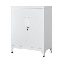 Songmics - Caisson de Bureau, Placard Polyvalent, Armoire de Bureau à 2 Portes, Verrouillable, Meuble de Rangement en Acier, pour Bureau, Salon,Gris