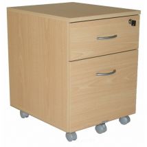 Beaux Meubles Pas Chers - Caisson de Bureau 2 Tiroirs Hêtre 5 Roulettes l 41 h 56 p 50 cm