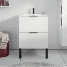 Meuble 2 Tiroirs (80 Cm) - Couleur : Chêne Décor Doré