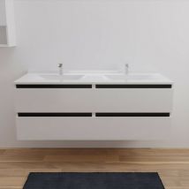 Meuble double vasque Arlequin 140 cm- Vasque Blanc- Traverses Noir