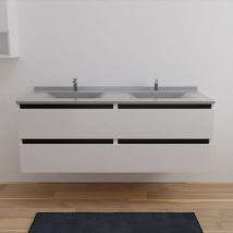 Meuble double vasque Arlequin 140 cm- Vasque Gris- Traverses Noir