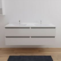 Meuble double vasque Arlequin 140 cm- Vasque Blanc- Traverses Gris