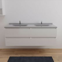 Meuble double vasque Arlequin 140 cm- Vasque Gris- Traverses Blanc