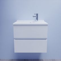 Meuble salle de bain suspendu 60 cm rosaly- - Plan vasque en Résine
