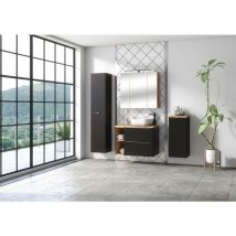Caisson meuble bas de salle de bain - Chêne artisanal doré et noir mat - L20-H57-P44 - elena - Chêne artisanal doré et noir mat