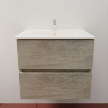 Cuisibane - Meuble salle de bain suspendu tout inox 60 cm rosinox- Bois- Plan vasque en Céramique