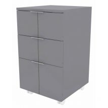 Caisson Roulant 3 Tiroirs Gris Mat 4 Roulettes l 36 h 64 p 36 cm