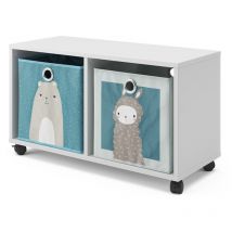 Vicco - Bibliothèque enfant, Blanc, 72 x 42.4 cm avec 2 boxes pliants