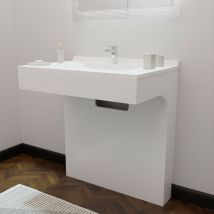 Cuisibane - Meuble simple vasque pmr epure 80 cm - Blanc brillant