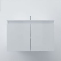 Cuisibane - Meuble salle de bain suspendu 80 cm proline- Blanc- Plan vasque en Céramique