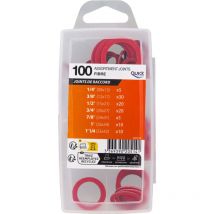 Caja de 100 Juntas Fibra Quick Plomberie 5 juntas 01/4 + 30 juntas 3/8 + 20 juntas 1/2 + 20 juntas 3/4 + 5 juntas 24x31 + 10 juntas 1 + 10 juntas 11/4