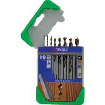 Tivoly • Caja de 8 Brocas para Madera Technic Graduadas que contiene Ø2-3-4-5-6-7-8-10mm