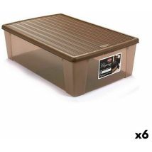 Stefanplast - Caja de almacenaje con tapa elegance beige plástico 38,5 x 17 x 59,5 cm (6 unidades)