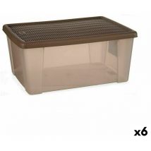 Stefanplast - Caja de almacenaje con tapa elegance marrón plástico 29 x 17 x 39 cm (6 unidades)