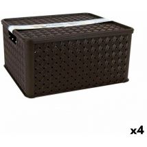 Tontarelli - Caja de almacenaje con tapa arianna 33,5 x 29,5 x 16,5 cm (4 unidades)