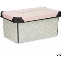 Caja de almacenaje con tapa vibes flechas rosa plástico 5 l 19 x 13,5 x 29,5 cm (12 unidades)