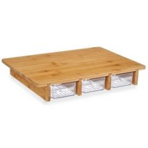 Minkurow - Caja de almacenaje ecológica de bambú natural con 3 compartimentos para cocina y dormitorio