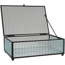 Epikasa - Caja de Almacenaje Santorini, Metal, Vidrio, Gris, 13x20x7 cm