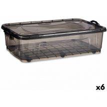 Caja de almacenamiento con ruedas antracita plástico 40 l 46,5 x 20 x 72,5 cm (6 unidades)