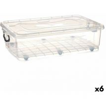 Caja de almacenamiento con ruedas transparente plástico 40 l 46,5 x 20 x 72,2 cm (6 unidades)