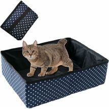Caja de arena para gatos plegable portátil, impermeable, limpia y suave para el hogar y el exterior - Azul, L Ulisem
