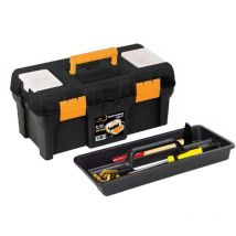 Dema - Caja de herramientas en polipropileno 18 'l 450 x p 238 x h 210 mm, 2 organizadores en la tapa + bandeja interior - Negro / Amarillo