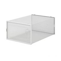 Minkurow - Caja de plástico transparente, diseño apilado, adecuado para gabinete de zapato de nivel de entrada, caja de zapatos ventilada y