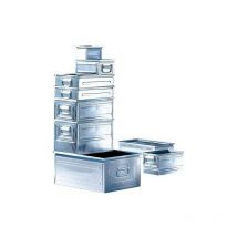 Caja de transporte gebable, acero, tamaño 4, galvanizado, L200XP300X150 mm