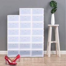Gojoy - Caja de zapato, transparente, caja de almacenamiento apilable con tapa, caja de plástico transpirable, sólido