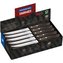Tramontina - Caja expositora 60 cuchillos de asado polywood castaño